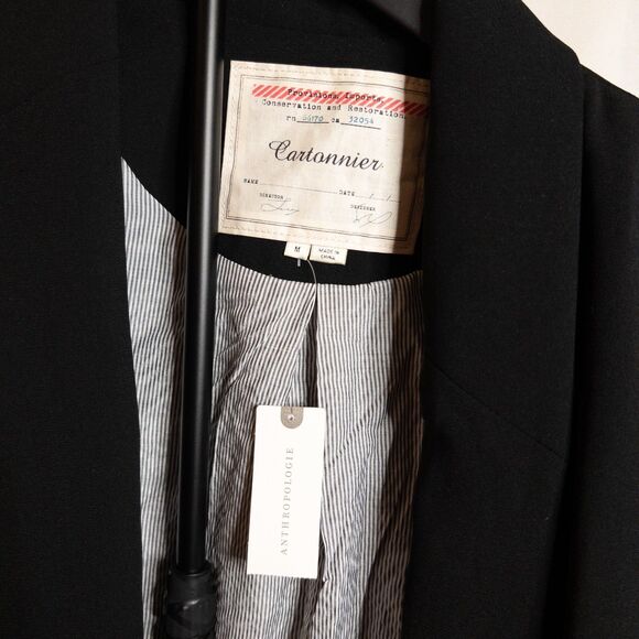 Anthropologie Cartonnier Black Blazer Jacket Draped Open- Front Size Medium NWT - Picture 5 of 13